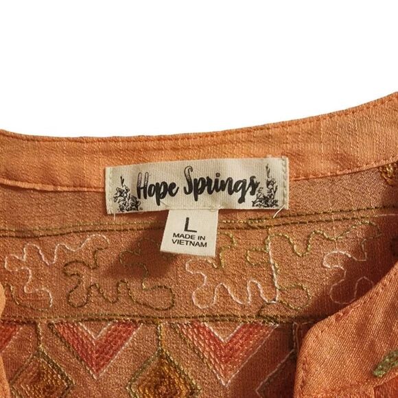 Hope Springs NWOT Bright Pink Embroidered Boho Button Down Lightweight Top Size - Picture 2 of 10